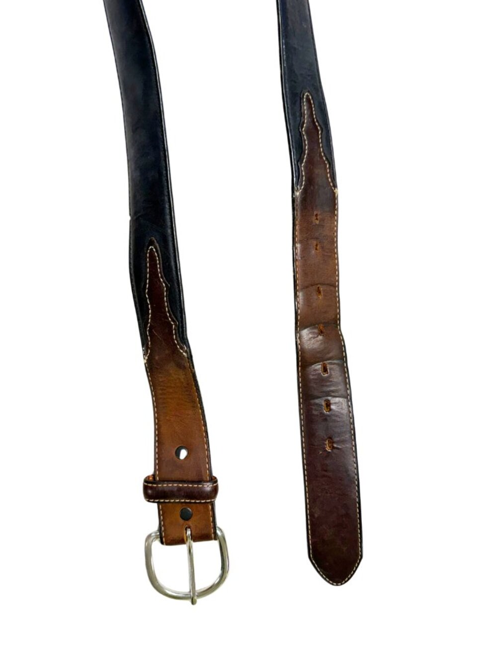 Silver Creek Classics Western Black and Brown Leather Belt Size 40